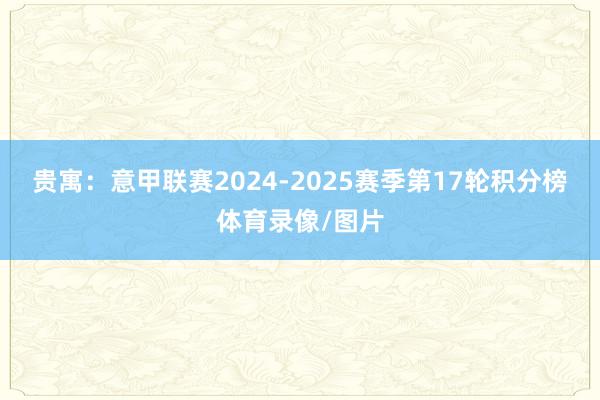 贵寓：意甲联赛2024-2025赛季第17轮积分榜体育录像/图片