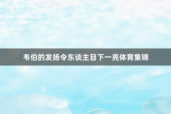 韦伯的发扬令东谈主目下一亮体育集锦