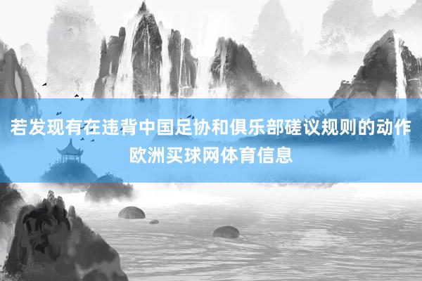 若发现有在违背中国足协和俱乐部磋议规则的动作欧洲买球网体育信息