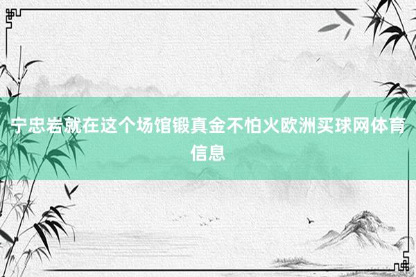 宁忠岩就在这个场馆锻真金不怕火欧洲买球网体育信息