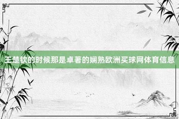 王楚钦的时候那是卓著的娴熟欧洲买球网体育信息