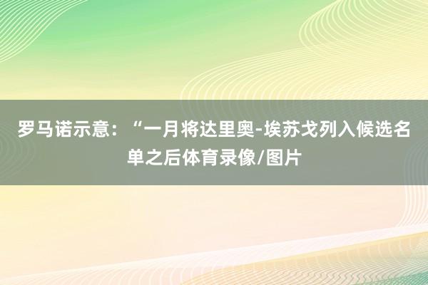 罗马诺示意：“一月将达里奥-埃苏戈列入候选名单之后体育录像/图片