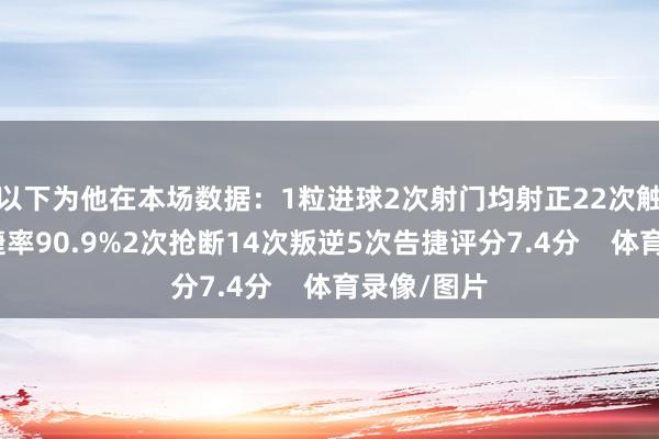 以下为他在本场数据：1粒进球2次射门均射正22次触球传球告捷率90.9%2次抢断14次叛逆5次告捷评分7.4分    体育录像/图片