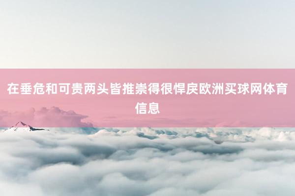 在垂危和可贵两头皆推崇得很悍戾欧洲买球网体育信息