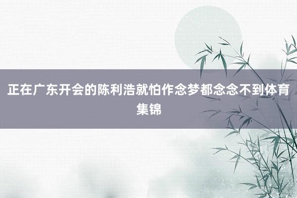 正在广东开会的陈利浩就怕作念梦都念念不到体育集锦
