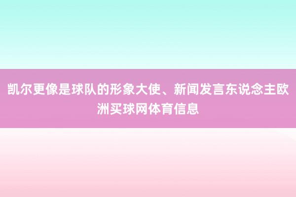 凯尔更像是球队的形象大使、新闻发言东说念主欧洲买球网体育信息