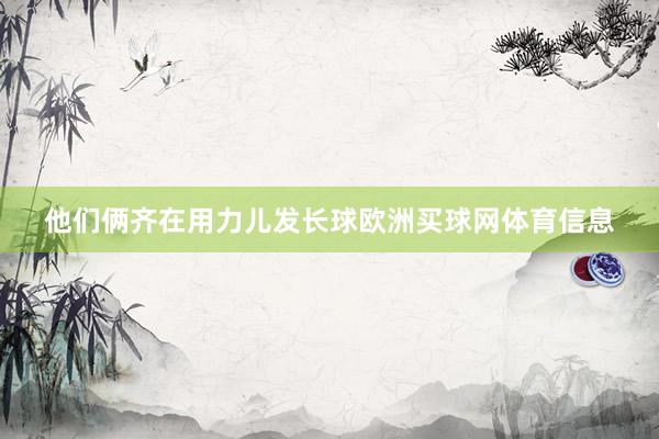 他们俩齐在用力儿发长球欧洲买球网体育信息