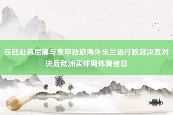 在赶赴慕尼黑与意甲劲旅海外米兰进行欧冠决赛对决后欧洲买球网体育信息