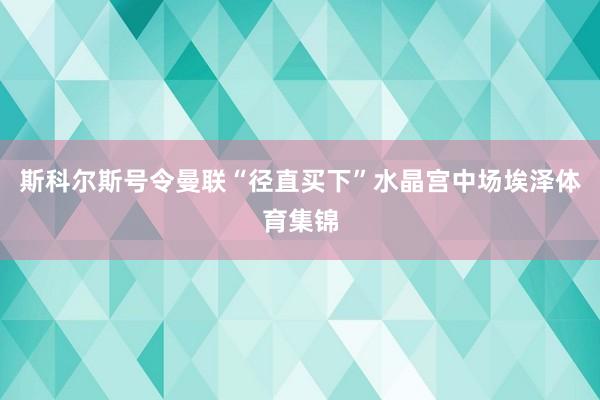 斯科尔斯号令曼联“径直买下”水晶宫中场埃泽体育集锦