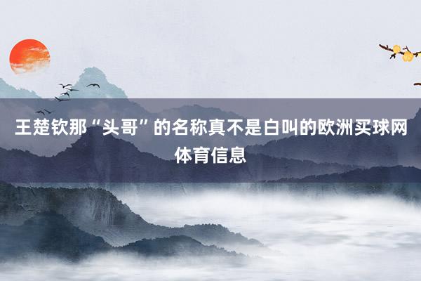 王楚钦那“头哥”的名称真不是白叫的欧洲买球网体育信息