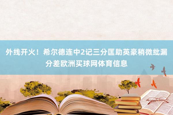 外线开火！希尔德连中2记三分匡助英豪稍微纰漏分差欧洲买球网体育信息