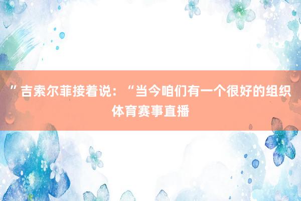 ”吉索尔菲接着说：“当今咱们有一个很好的组织体育赛事直播